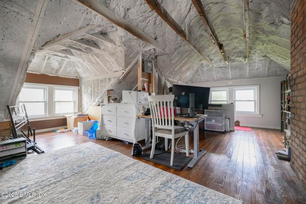 Home Office, Interior, Stone Walls, Wood Texture Flooring