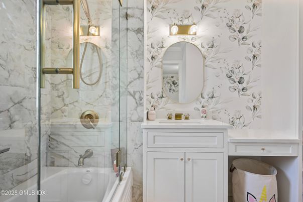 Bathroom, Glass Shower, Interior, Marble Walls
