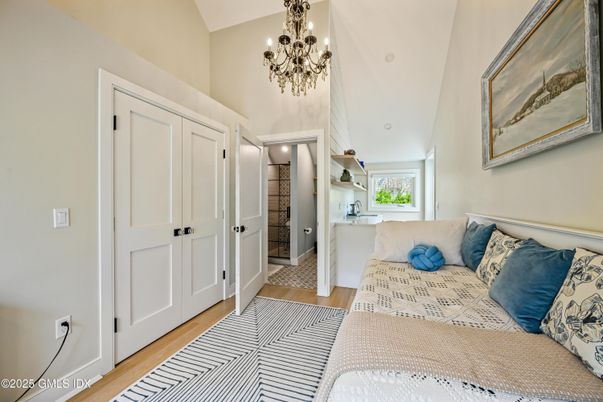 Bedroom, Chandelier, Interior, Wood Texture Flooring