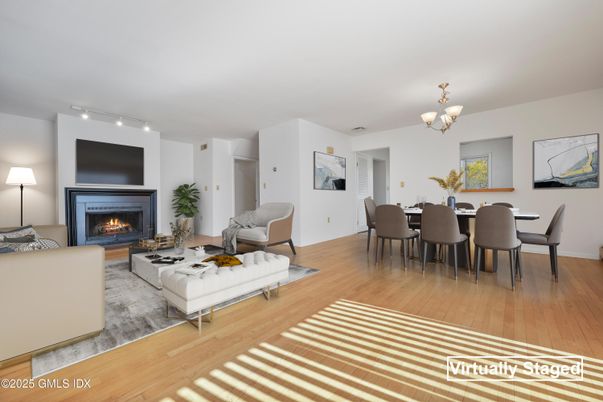 Chandelier, Dining room, Fireplace, Interior, Living room, Wood Texture Flooring