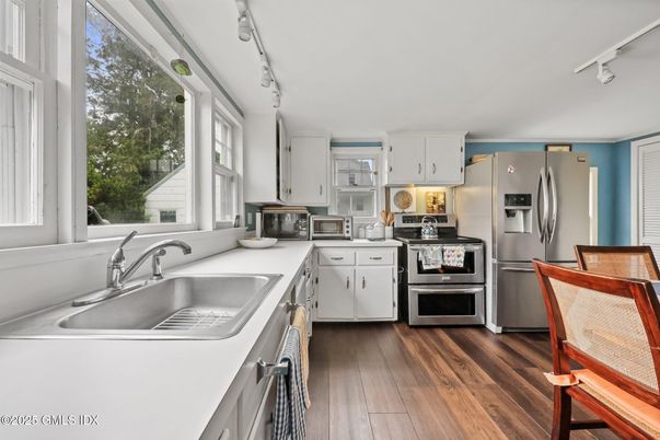 Interior, Kitchen, Stainless Steel Appliances, Wood Texture Flooring