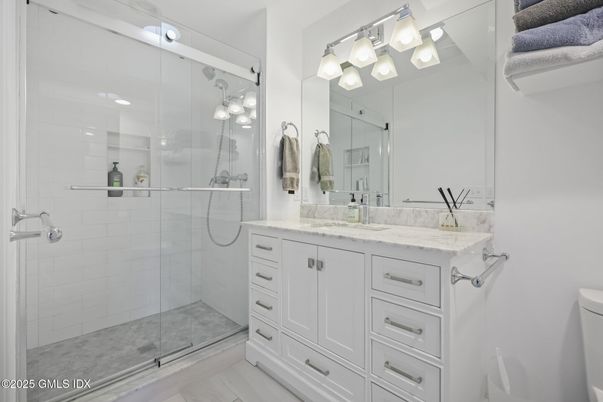 Bathroom, Dual Sink Vanities, Glass Shower, Interior