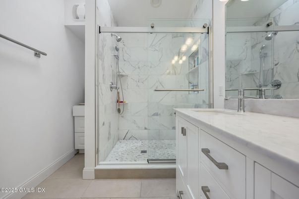 Bathroom, Glass Shower, Interior, Marble Walls