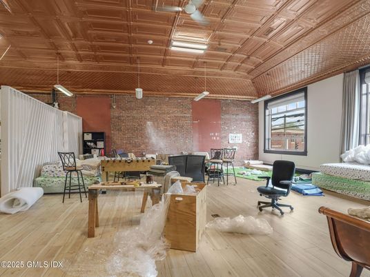 Home Office, Interior, Stone Walls, Wooden Ceilings, Wood Texture Flooring