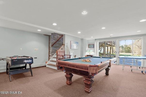 Billiard Table, Game Room, Interior, Recessed Lighting