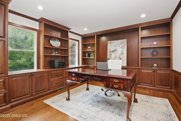 Home Office, Interior, Recessed Lighting, Wood Texture Flooring