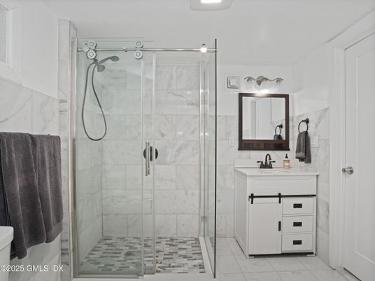 Bathroom, Glass Shower, Interior, Marble Walls