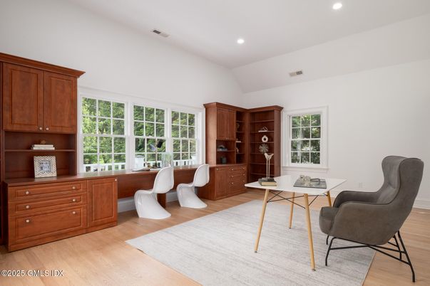 Home Office, Interior, Recessed Lighting, Wood Texture Flooring