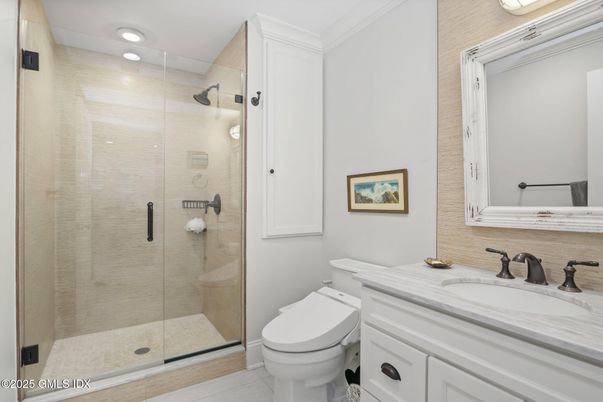 Bathroom, Glass Shower, Interior, Recessed Lighting