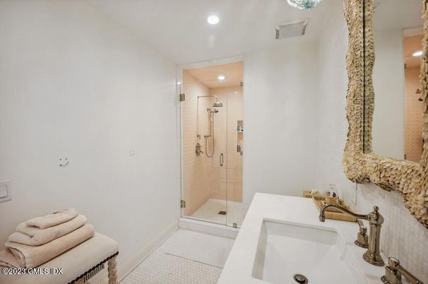 Bathroom, Glass Shower, Interior, Recessed Lighting
