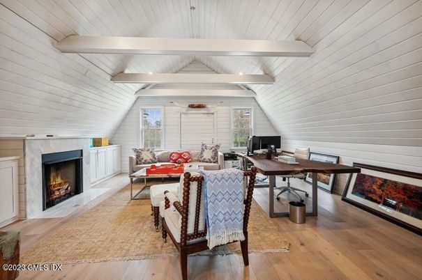 Fireplace, Home Office, Interior, Living room, Wood Texture Flooring