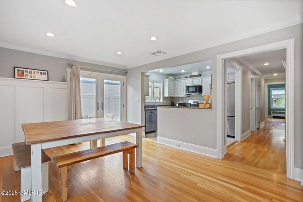 Interior, Kitchen, Recessed Lighting, Wood Texture Flooring
