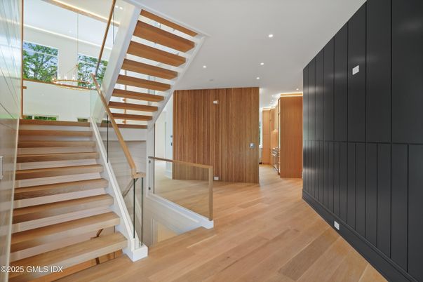 Interior, Recessed Lighting, Wood Texture Flooring, Wooden Walls
