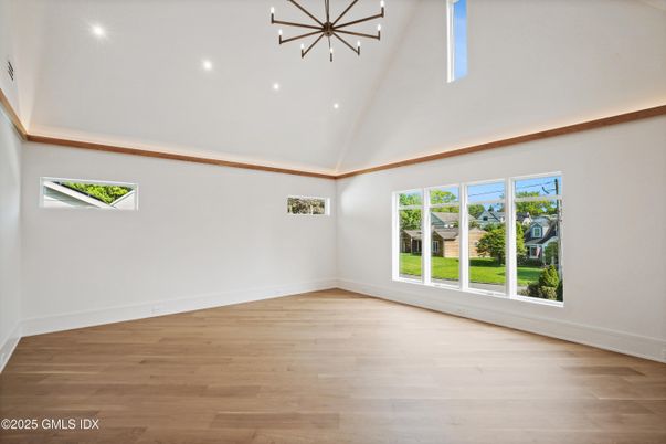 Empty room, Interior, Pendant Lights, Recessed Lighting, Wood Texture Flooring