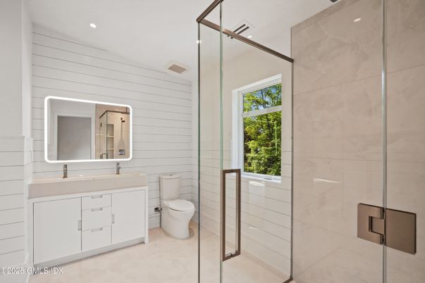 Bathroom, Glass Shower, Interior, Recessed Lighting