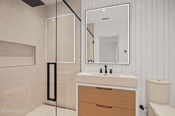 Bathroom, Glass Shower, Interior, Recessed Lighting