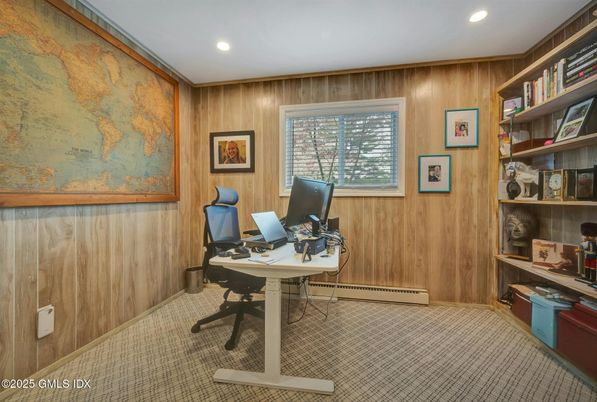 Home Office, Interior, Recessed Lighting, Wooden Walls