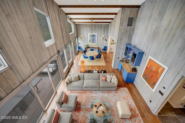Dining room, Interior, Living room, Pendant Lights, Recessed Lighting, Wood Texture Flooring