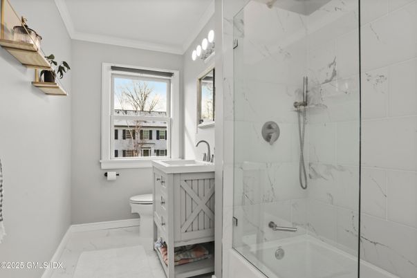 Bathroom, Glass Shower, Interior, Marble Walls
