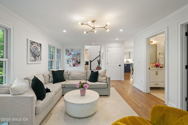 Interior, Living room, Recessed Lighting, Wood Texture Flooring