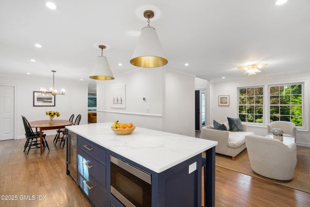 Dining room, Interior, Kitchen, Living room, Pendant Lights, Recessed Lighting, Wood Texture Flooring