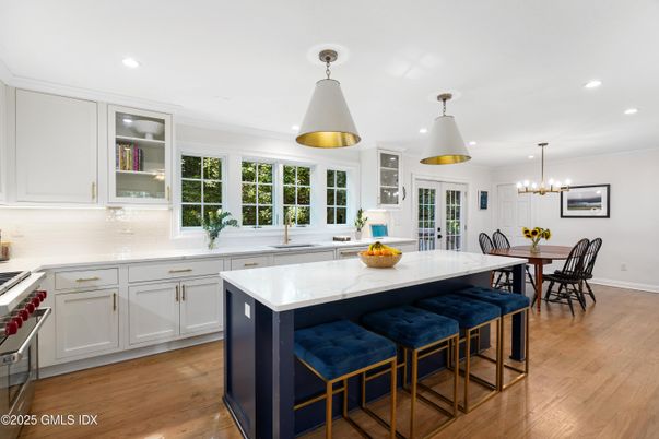 Dining room, Interior, Kitchen, Pendant Lights, Recessed Lighting, Wood Texture Flooring