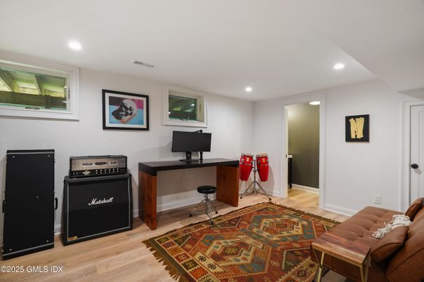 Home Office, Interior, Recessed Lighting, Wood Texture Flooring