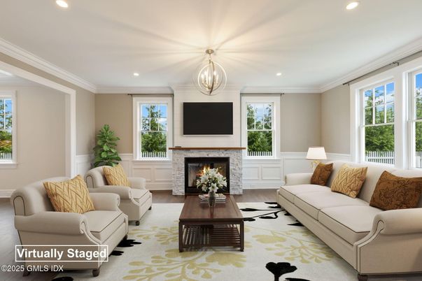 Fireplace, Interior, Living room, Pendant Lights, Recessed Lighting