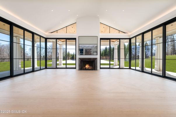 Empty room, Fireplace, Interior, Recessed Lighting, Sun Room