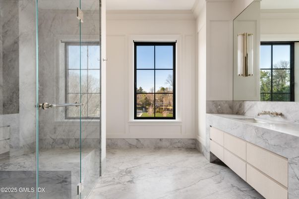 Bathroom, Glass Shower, Interior, Marble, Marble Walls