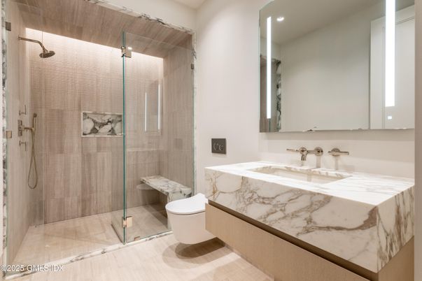 Bathroom, Glass Shower, Interior, Recessed Lighting