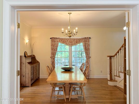 Chandelier, Dining room, Interior, Wood Texture Flooring