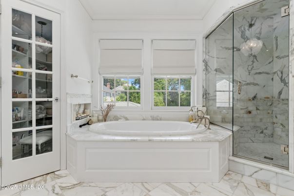 Bathroom, Glass Shower, Interior, Marble, Marble Walls