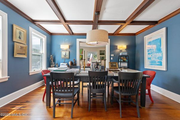Dining room, Interior, Wooden Beams, Wood Texture Flooring