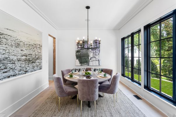 Chandelier, Dining room, Interior, Pendant Lights, Wood Texture Flooring