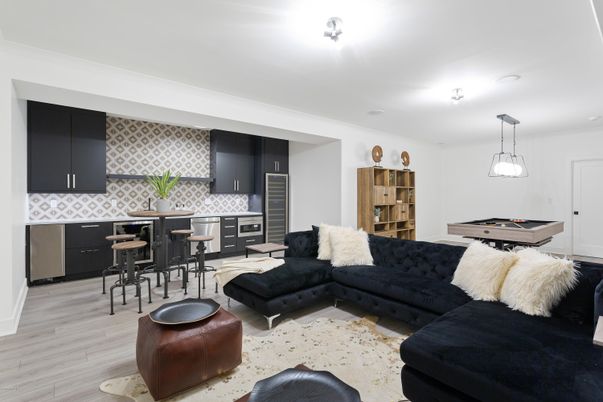 Interior, Kitchen, Living room, Pendant Lights, Stainless Steel Appliances, Wood Texture Flooring