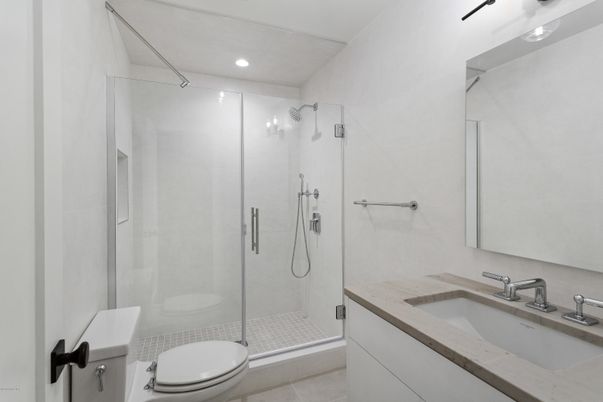 Bathroom, Glass Shower, Interior, Recessed Lighting