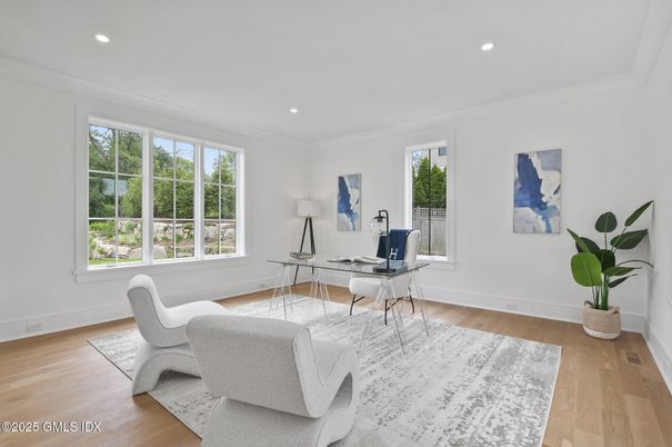 Home Office, Interior, Recessed Lighting, Wood Texture Flooring