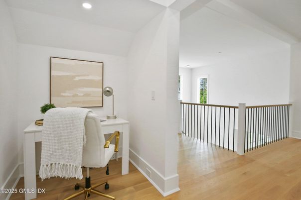 Home Office, Interior, Recessed Lighting, Wood Texture Flooring
