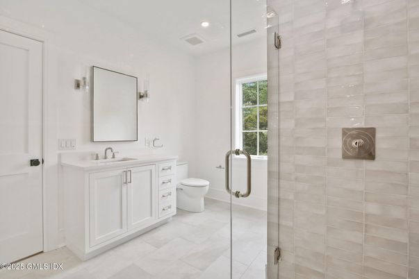 Bathroom, Glass Shower, Interior, Recessed Lighting