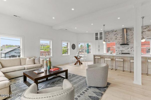 Interior, Kitchen, Living room, Pendant Lights, Recessed Lighting, Wood Texture Flooring