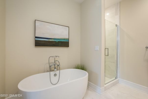 Bathroom, Free Standing Baths, Glass Shower, Interior, Marble, Marble Walls