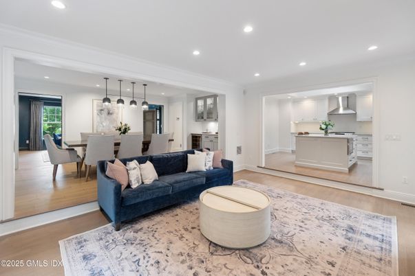 Dining room, Interior, Kitchen, Living room, Pendant Lights, Recessed Lighting, Wood Texture Flooring