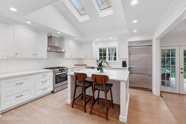 Glass Ceilings, Interior, Kitchen, Recessed Lighting, Stainless Steel Appliances, Wood Texture Flooring