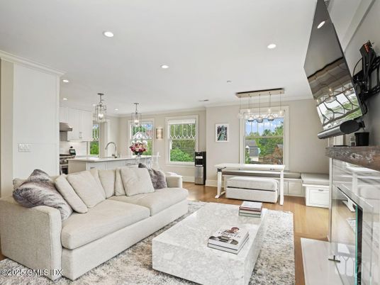 Interior, Kitchen, Living room, Pendant Lights, Recessed Lighting, Stainless Steel Appliances, Wood Texture Flooring