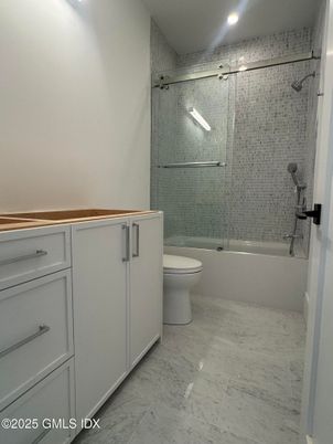 Bathroom, Glass Shower, Interior, Marble, Recessed Lighting