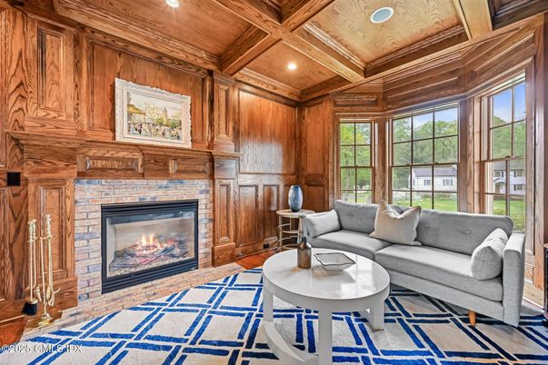 Fireplace, Interior, Living room, Recessed Lighting, Wooden Beams, Wooden Ceilings, Wood Texture Flooring, Wooden Walls