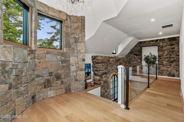 Interior, Recessed Lighting, Stone Walls, Wood Texture Flooring