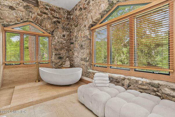 Bathroom, Free Standing Baths, Interior, Stone Walls