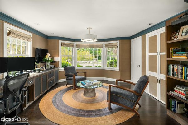 Home Office, Interior, Recessed Lighting, Wood Texture Flooring